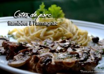 Côte de porc flambée à l’armagnac