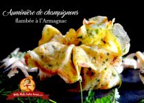 Aumônière de champignons flambés à l’Armagnac
