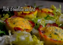 Nids d’omelette au lard