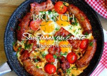 Saucisses au comté, bacon & oeufs