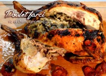 Poulet farci au riz et champignons