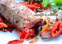 Faux-filet aux oignons et poivrons
