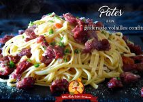 Pâtes aux gésiers de volailles confits