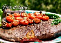 Pièce de boeuf aux tomates, ail et basilic