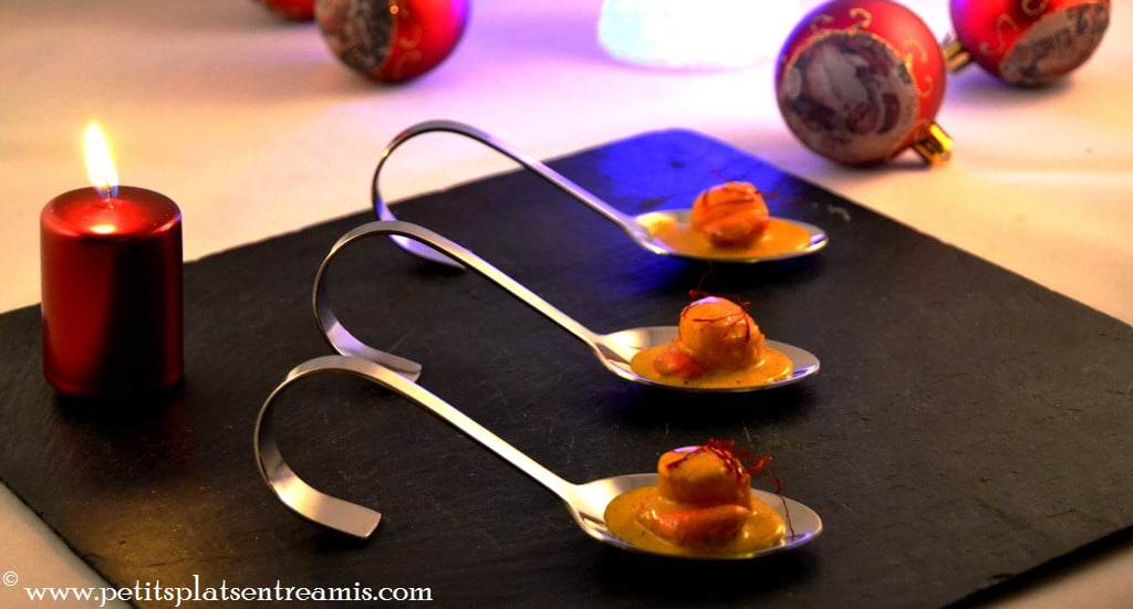 bouchées de noix de saint jacques au safran pour menu de fête