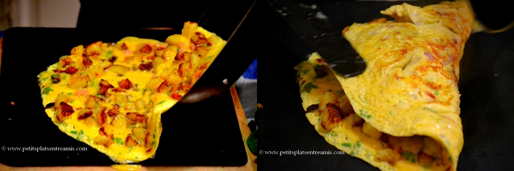 omelette ouverte et pliée