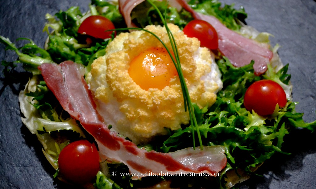 assiette de nid d'oeuf en salade