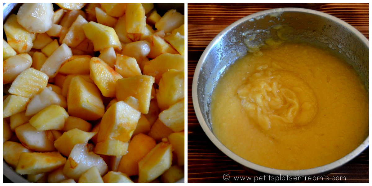 préparation compote de pommes & poires