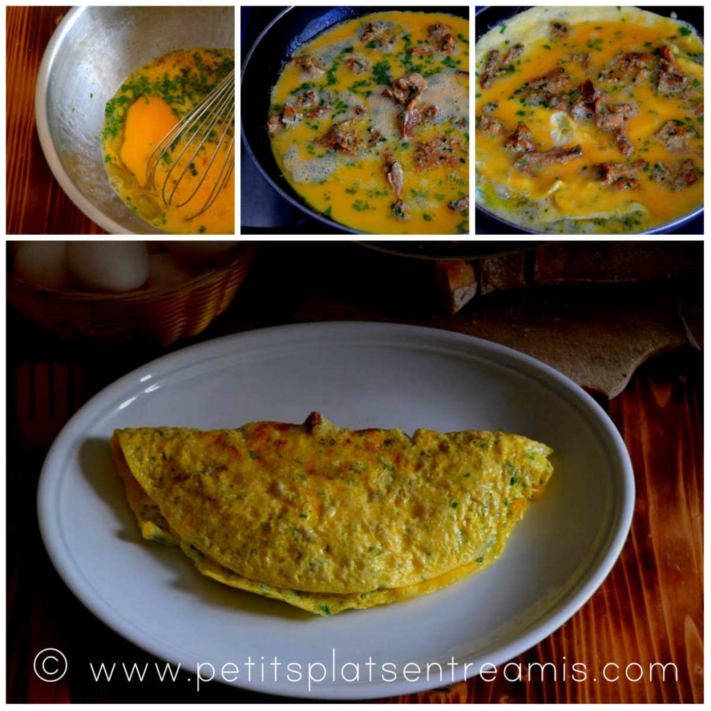 cuisson de l'omelette aux girolles