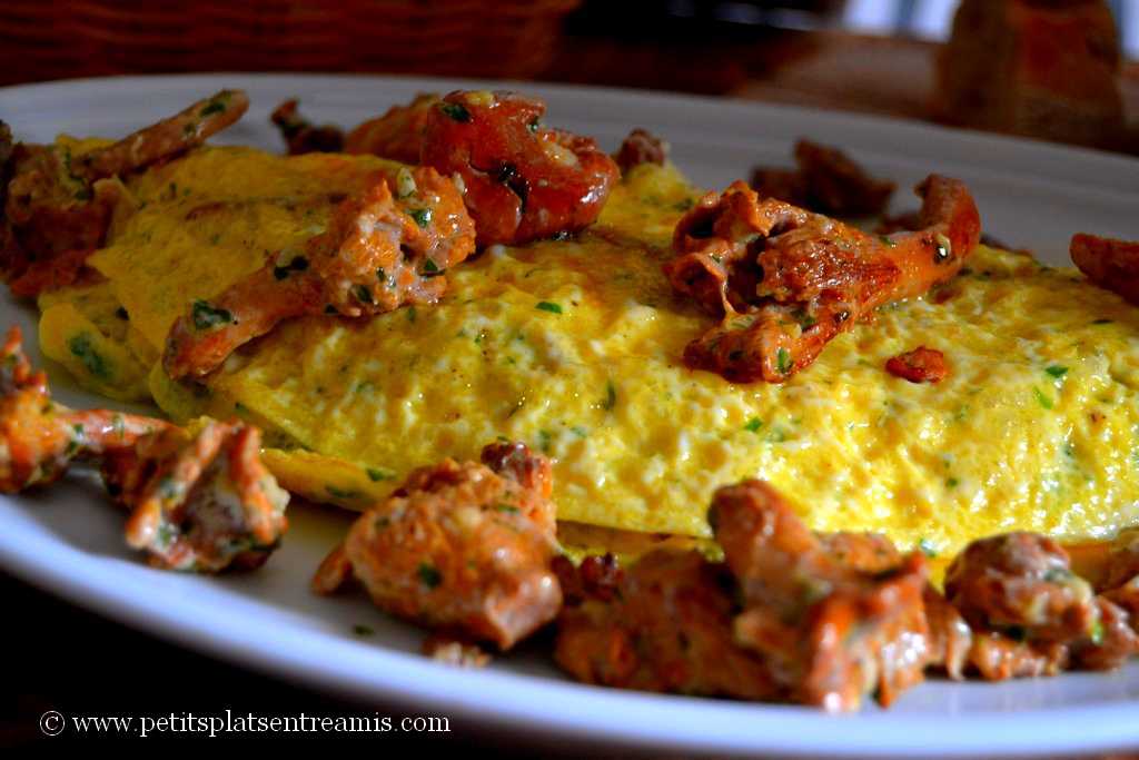 présentation de l'omelette aux girolles