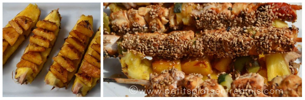 montage brochettes volailles et ananas