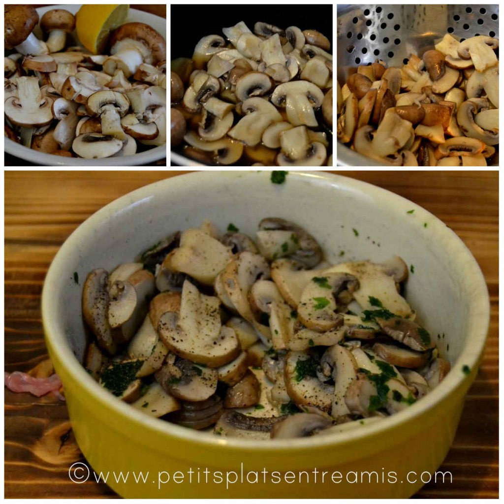 préparation champignons pour escalope de veau farcie
