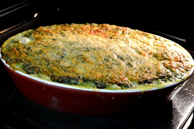 gratin de poisson aux épinards cuit