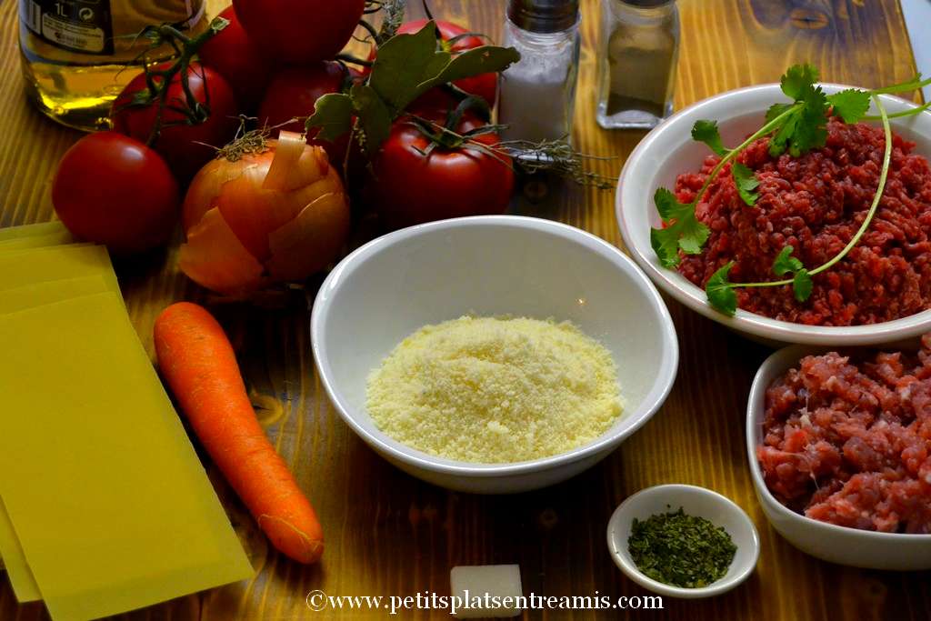 ingrédients lasagne à la bolognaise