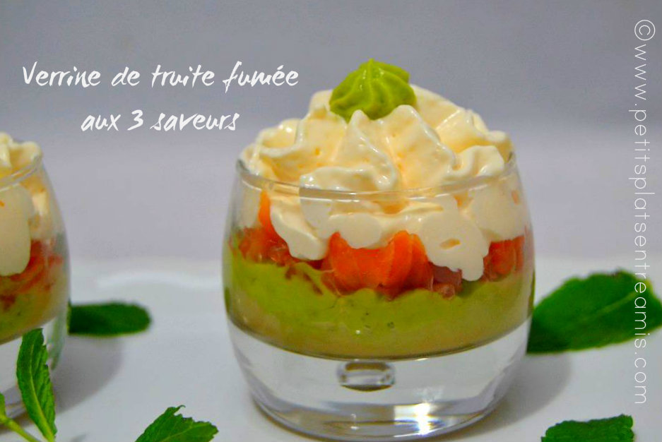 Verrine de truite fumée aux 3 saveurs