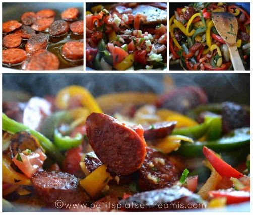 préparation piperade au chorizo