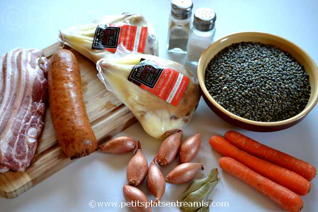 ingrédients cuisses de canard confites aux lentille vertes du Puy