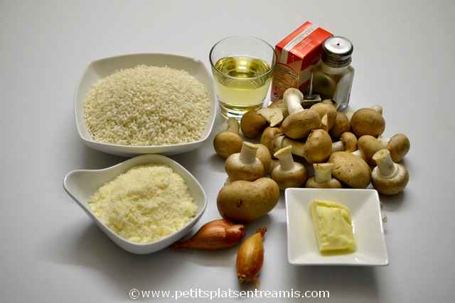 ingrédients pour risotto aux champignons