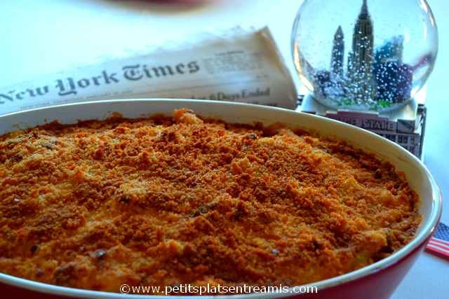plat de gratin de macaronis au fromage