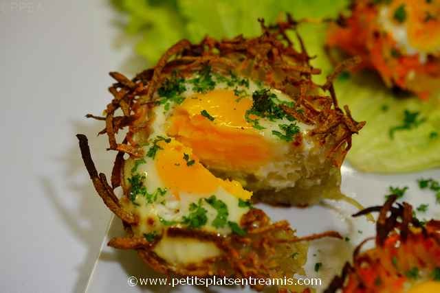 bouchée d'oeuf en nid de légumes