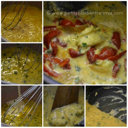 cuisson de la brouillade aux poivrons