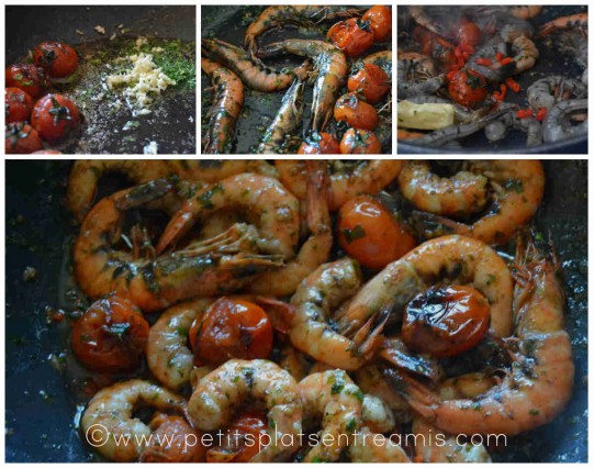 cuisson des crevettes sautées à l'ail