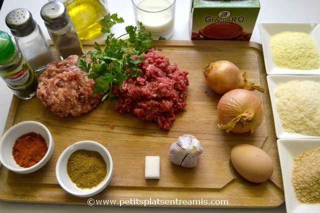 ingrédients pour boulettes de viande