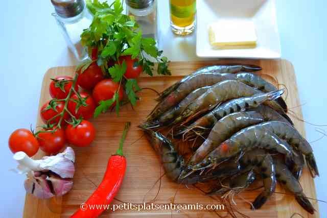 ingrédients pour crevettes sautées