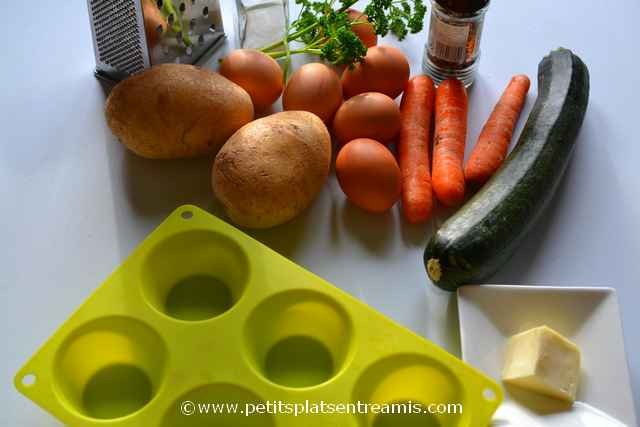 ingrédients pour oeufs en nids de légumes