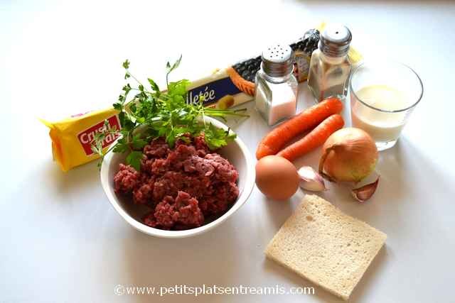 ingrédients pour rissoles au boeuf