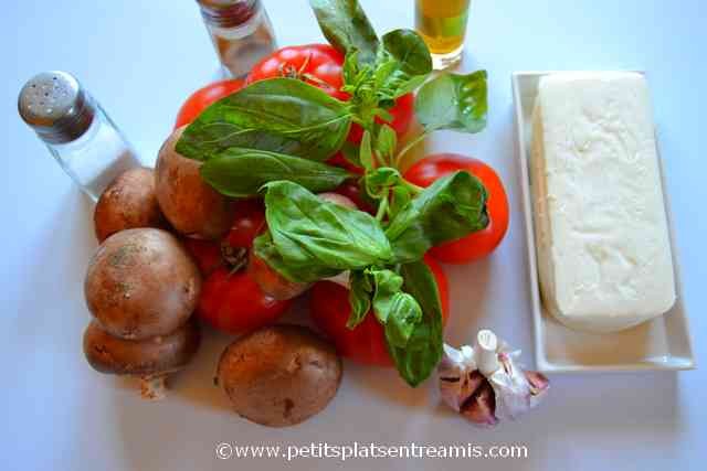 ingrédients pour tomates farcies aux champignons