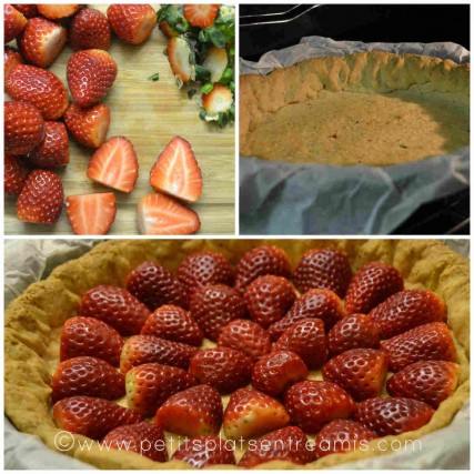 préparation de la tarte aux fraises