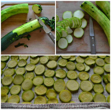 préparation et coupe des courgettes