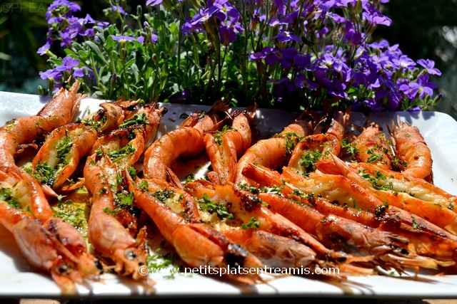 assiette de gambas grillée