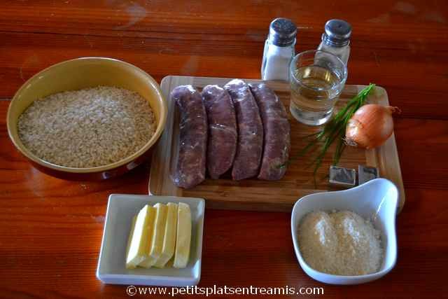 ingrédients pour risotto à la saucisse