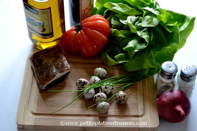 ingrédients pouir salade au magret séché