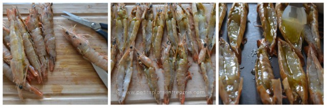 préparation des gambas grillées