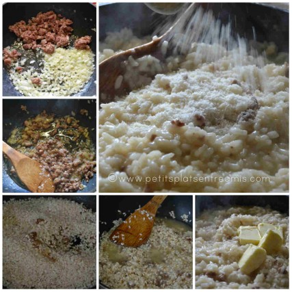 préparation risotto  à la saucisse