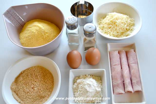 ingrédients pour pané de polenta au jambon