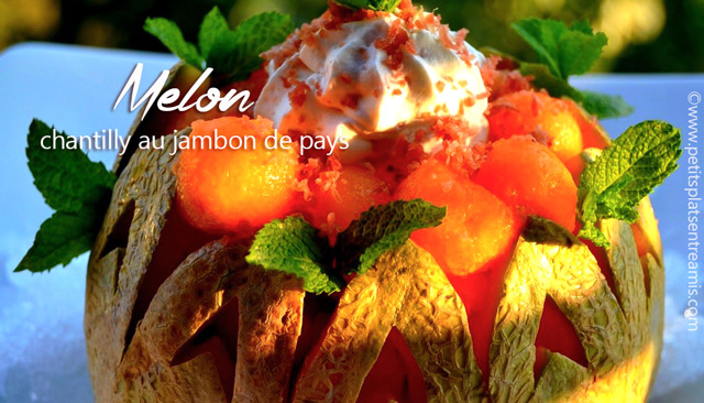 Melon chantilly au jambon de pays