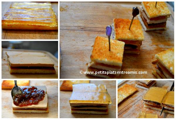 préparation petits sandwiches au foie gras