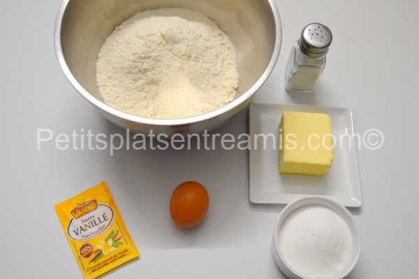 ingrédients pâte sablée