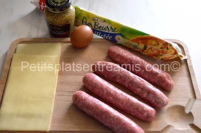 ingrédients saucisse-de-Toulouse-feuilletée-au-fromage