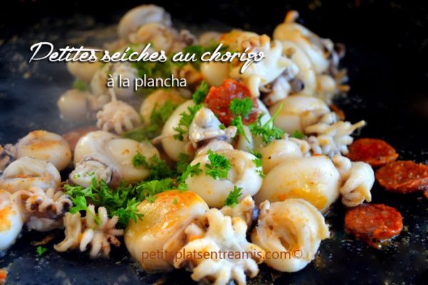 Petites seiches au chorizo à la plancha