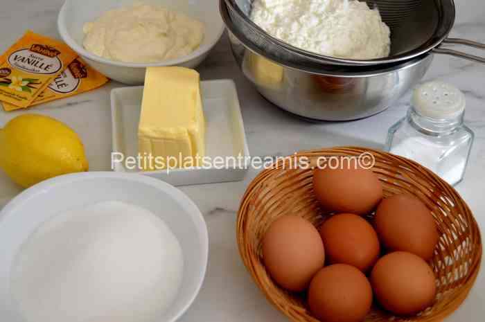 ingrédients pour Gâteau au fromage blanc