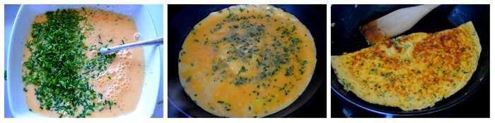 Cuisson omelette aux herbes