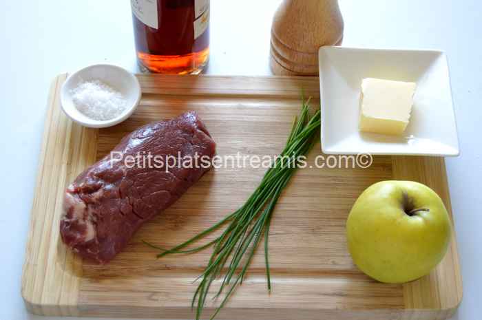 ingrédients pour faux-filet aux pommes flambé au calvados