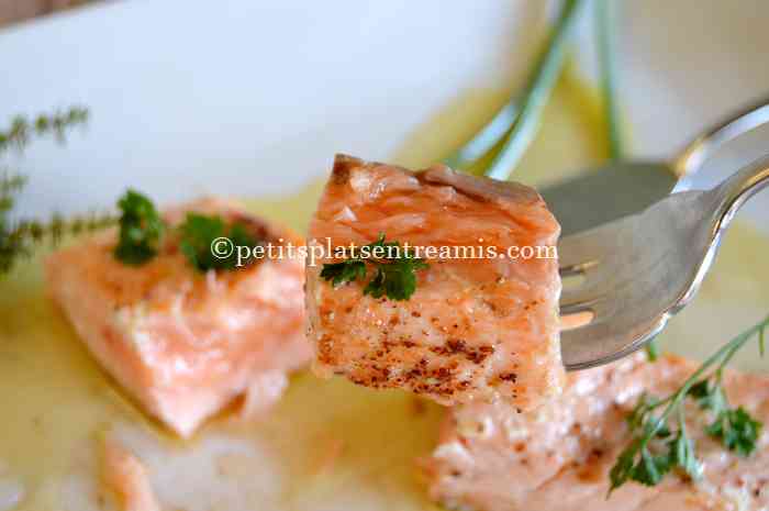 dégustaion de pavé de saumon au beurre blanc