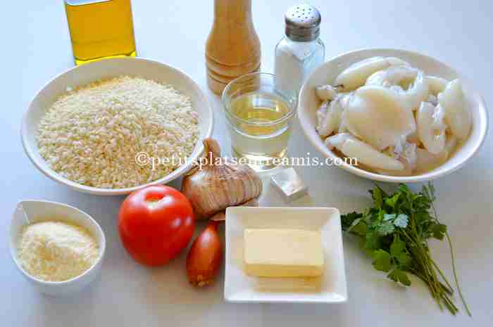 ingrédients risotto aux seiches
