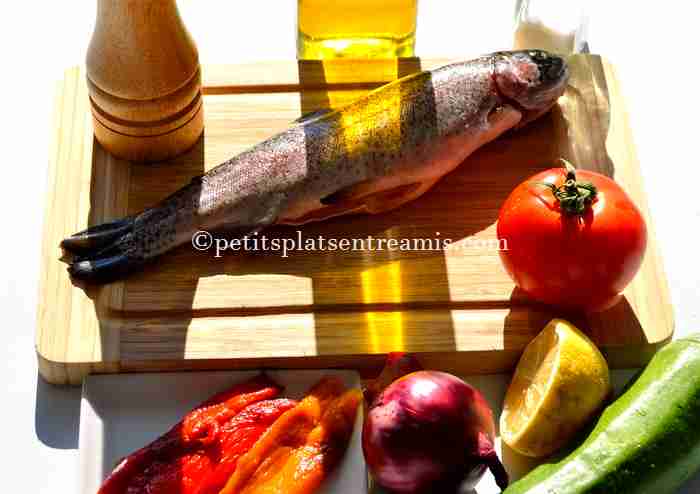 ingrédients truite-saumonée-et-ses-petits-légumes